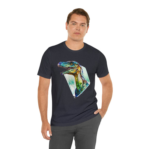 Stained Glass Velociraptor - Short Sleeve Tee